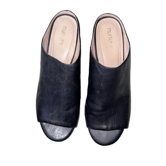 NURTURE black pebble grain leather PRESLEA chunky heels women’s shoes size 6 - Picture 9 of 14